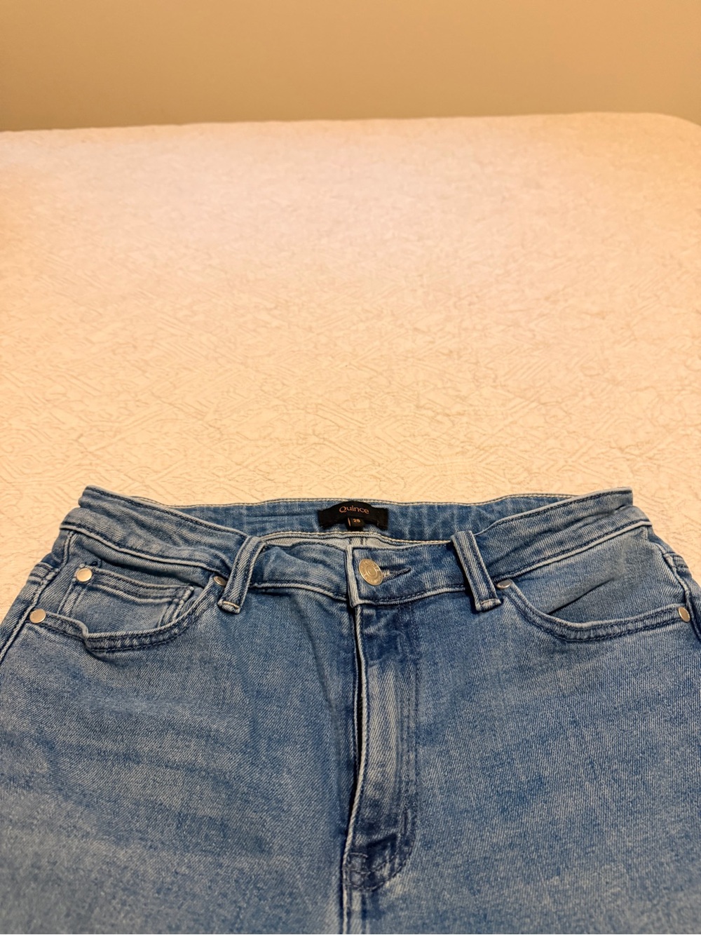 Quince Bella Stretch Straight Leg Blue Jeans - Picture 3 of 5